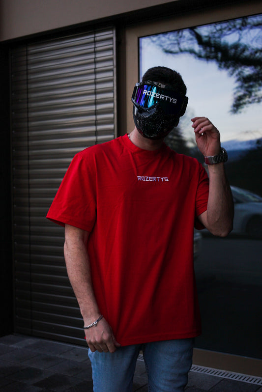 ROZERTYS EMBROIDERY RED OVERSIZE TEE