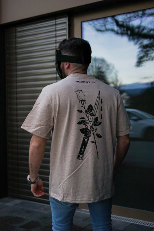 ROZERTYS EMBROIDERY CREAM OVERSIZE TEE