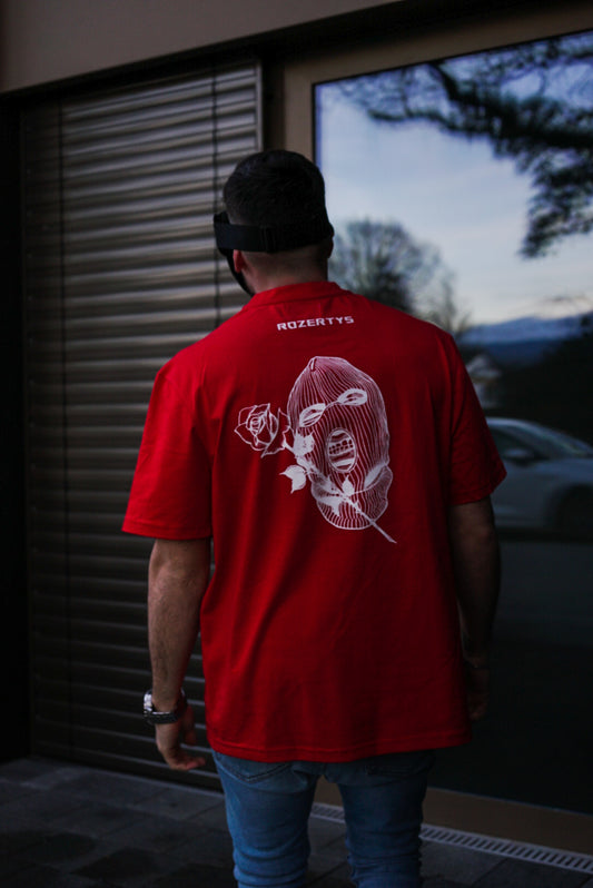 ROZERTYS EMBROIDERY RED OVERSIZE TEE