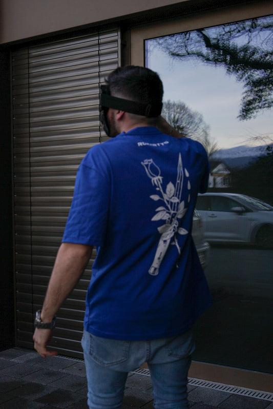ROZERTYS EMBROIDERY BLUE OVERSIZE TEE