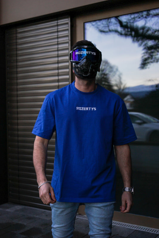 ROZERTYS EMBROIDERY BLUE OVERSIZE TEE